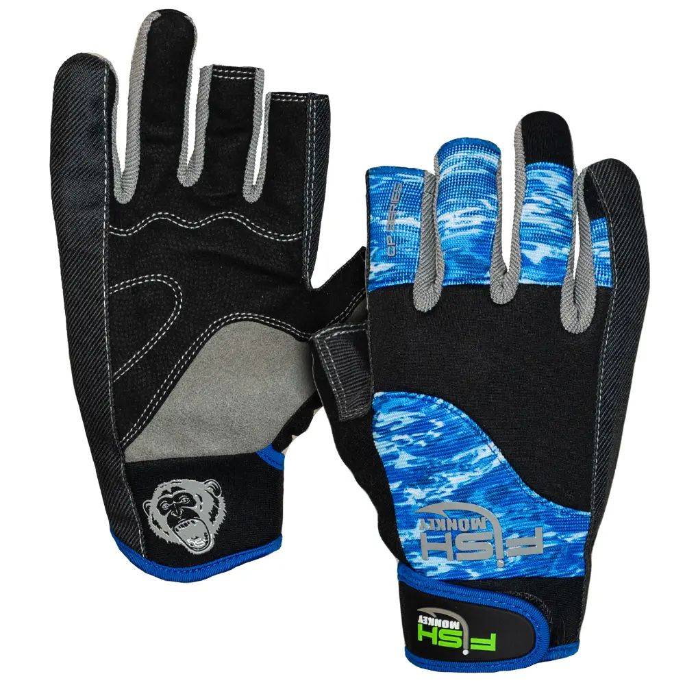 Fish Monkey Guante FM 16 Q. Release Med. Wiring Glove Bue Water Camo